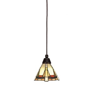 Toltec Lighting Any 1 - Light Pendant in  Dark Granite with 7" Zion Art Glass Shade - 1 of 1