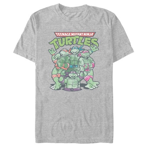 Teenage Mutant Ninja Turtles Officially Licensed Group Baseball 3/4 Sleeve  T-Shirt (Black-White)