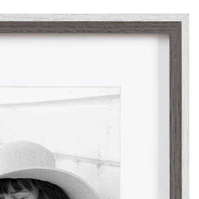 Gray and White Wood 16x20 Matted Photo Frame Set