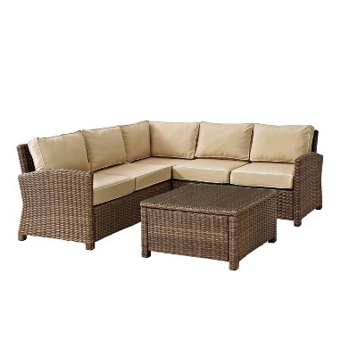 Bradenton 4pc Outdoor Wicker Sectional Set - Sand - Crosley