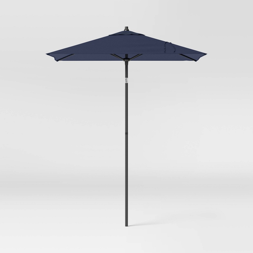 Photos - Parasol 6' Square Outdoor Patio Market Umbrella Navy with Black Pole - Threshold™