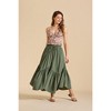 Women's High-Rise Maxi Skirt Drawstring Waist Swing Fit Pocket - 3 of 4