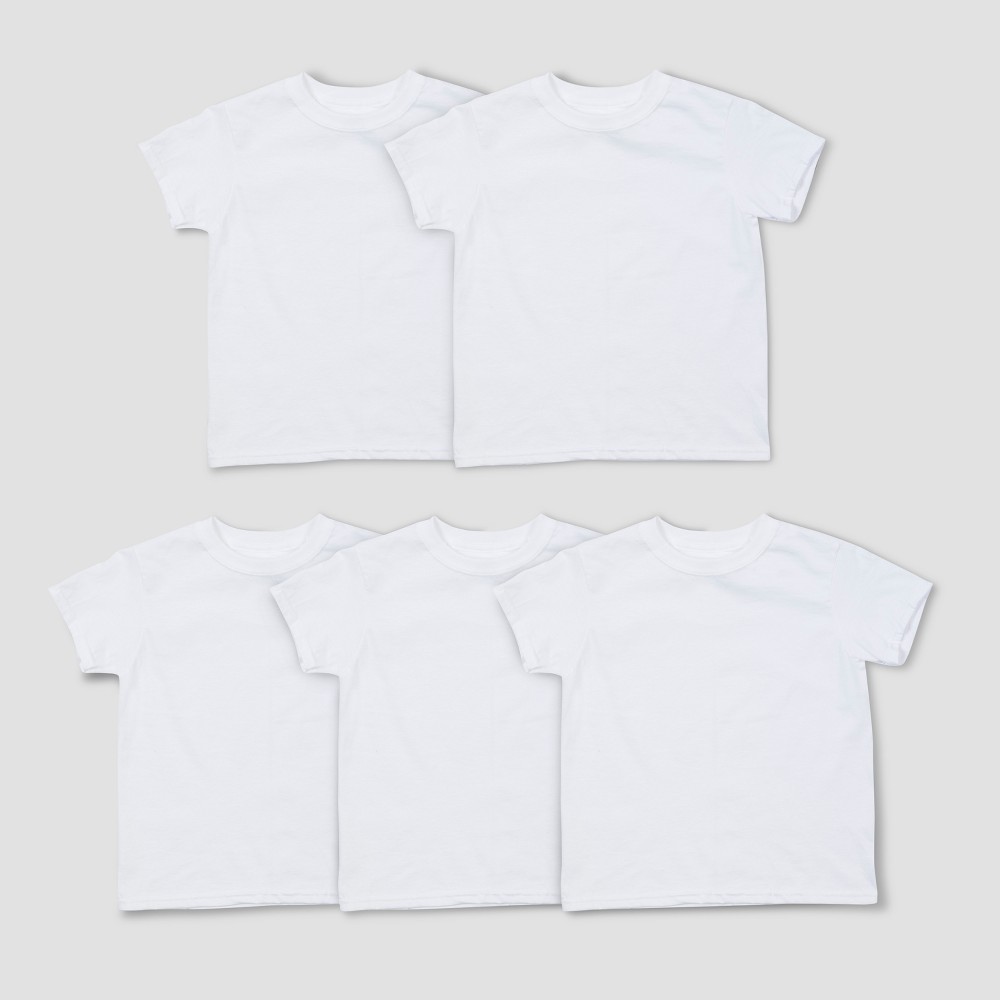 UPC 075338162461 product image for Boys Hanes White 5-pack Crew T-Shirts L(12-14) | upcitemdb.com
