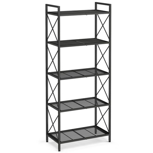 Songmics 5-tier Storage Shelf Shelving Unit Heavy Duty Kitchen Storage  Metal Garage Storage Organizer With X Side Frames Black : Target