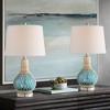 360 Lighting Alana 22 3/4" High Small Modern Coastal Accent Table Lamps Set of 2 LED Night Light Blue Glass White Shade Living Room Bedroom Bedside - 2 of 4