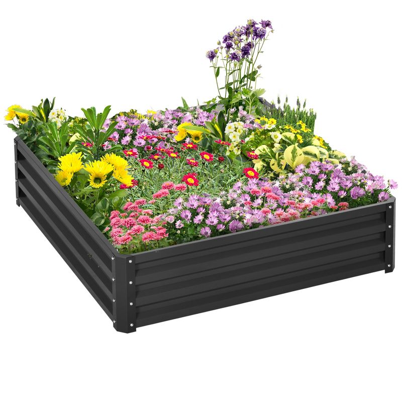 Outsunny 4' x 4' x 1' Galvanized Raised Garden Bed, Planter Raised Bed with Steel Frame for Vegetables, Flowers, Plants and Herbs, 1 of 8