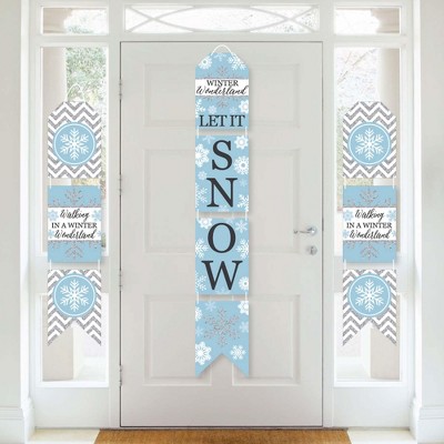 Big Dot of Happiness Winter Wonderland - Hanging Vertical Paper Door Banners - Snowflake Holiday Party & Winter Wedding Wall Kit - Indoor Door Decor