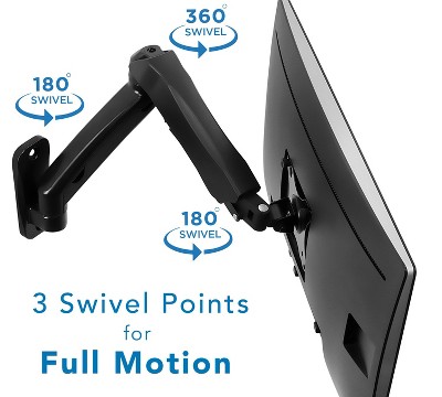 Black Adjustable Full Motion Wall Mount Monitor Arm