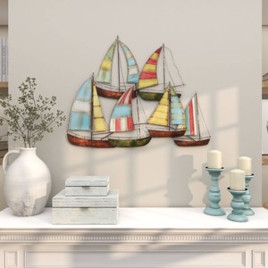Coastal Metal Transportation Wall Decor Multi Colored - Olivia & May: Iron Nautical Art, Vertical Sculpture for Home Decor - 1 of 4