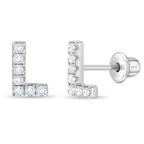 Girls' Polished Number Initial Screw Back Sterling Silver Earrings - In  Season Jewelry : Target