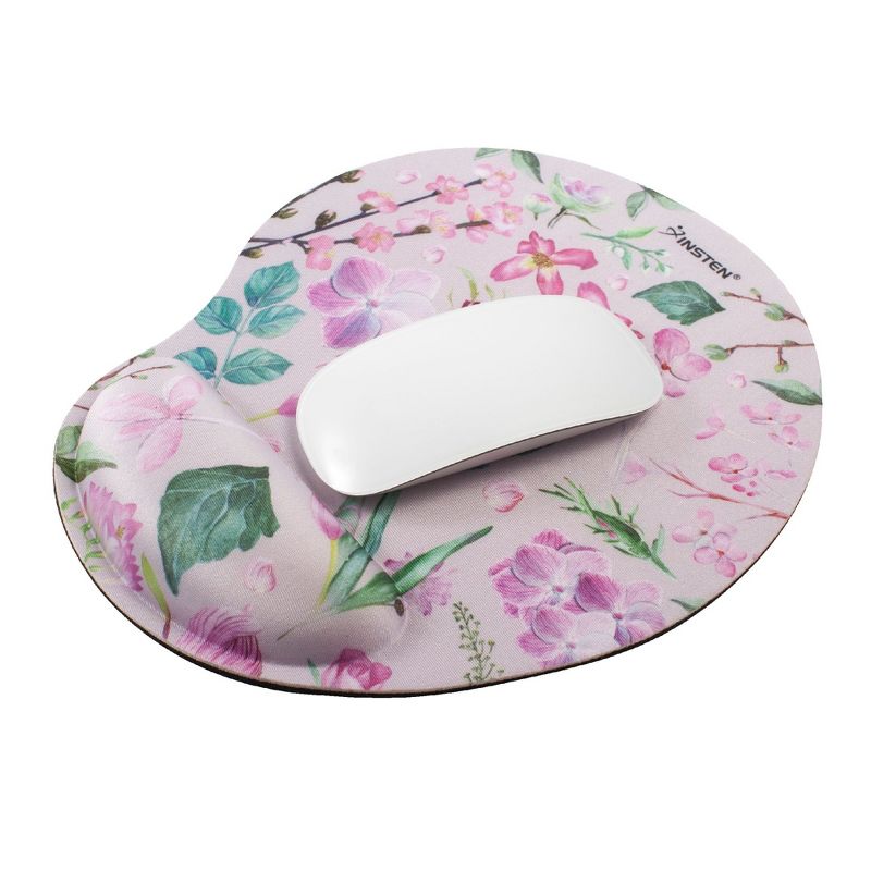 Insten Floral Mouse Pad with Wrist Support Rest, Ergonomic Support, Pain Relief Memory Foam, Non-Slip Rubber Base, Arc S, 3 of 7