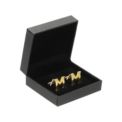 Unique Bargains Men Weddings Gift Classic Alphabet Cuff Links with Box 2 Pcs