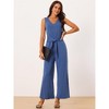 Seta T Women's Sleeveless Tie Waist Stretchy Long Pant Romper Jumpsuit - 3 of 4