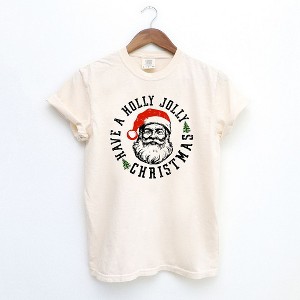 Simply Sage Market Women's Holly Jolly Santa Short Sleeve Garment Dyed Tee - 1 of 2