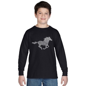 LA Pop Art Boy's Word Art Long Sleeve - Horse Breeds - 1 of 4