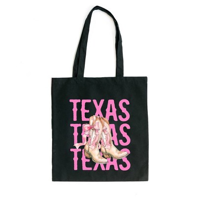 City Creek Prints Coquette Texas Cowgirl Boots Canvas Tote Bag - 15x16 - Black
