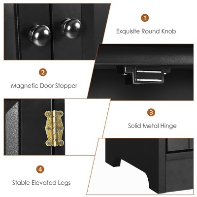Black MDF Lockable Floor Cabinet with Adjustable Shelves