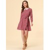Allegra K Women's Peter Pan Collar Long Sleeve Half Placket Floral Dresses - 3 of 4