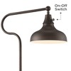 Franklin Iron Works Industrial Rustic Farmhouse Pharmacy Floor Lamp with USB 57" Tall Bronze Faux Wood Grain Adjustable Metal Shade for Living Room - 3 of 4
