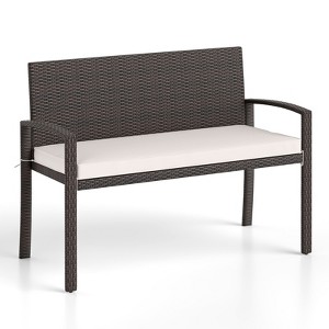 Tangkula 2-Person Patio Loveseat w/ Removable Seat Cushion Metal Frame Backrest - 1 of 4