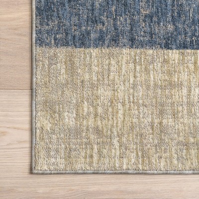 Nyra Blue Geometric 4' x 6' Synthetic Area Rug