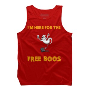 Men's Design By Humans I'm Here For The Free Boos Funny Halloween Ghost Shirt By Galvanized Tank Top - 1 of 3