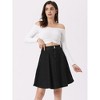 INSPIRE CHIC Women's High Waist A-Line Flared Pleated Above Knee Denim Skirt - 3 of 4