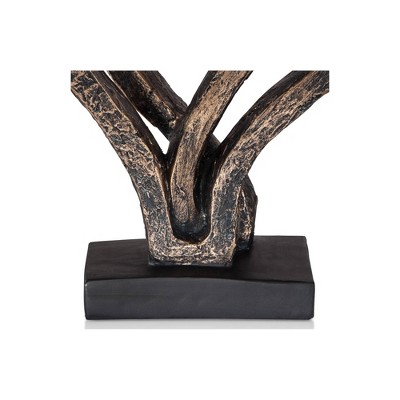 Aged Bronze Interlocking Hearts 12" Statue on Black Base