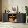 VYNXARIA 64" Wavy TV Cabinet with Round Sideboard, Vertical Stripe Design Aluminum Framed Tempered Glass Doors for Living Room Bedroom Entryway Black - 2 of 4