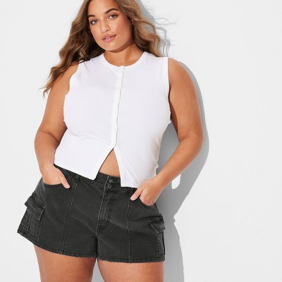 Women's Low-Rise Cargo Camp Denim Shorts - Wild Fable™