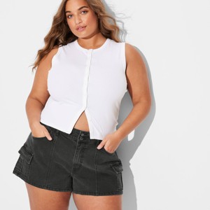 Women's Low-Rise Cargo Camp Denim Shorts - Wild Fable™ - 1 of 3