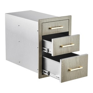 Stainless Steel Outdoor Kitchen Door Drawer Combo - Triple Drawers & Access Door,Propane Storage & Adjustable Garbage Ring - 1 of 4