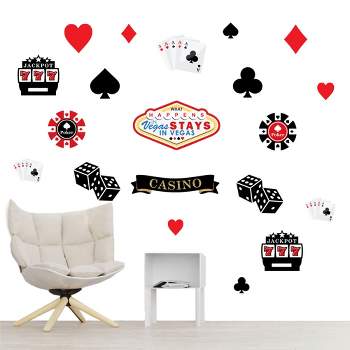 Big Dot of Happiness Las Vegas - Peel and Stick Casino Party Vinyl Wall Art Stickers - Wall Decals - Set of 20