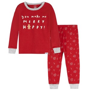 Gerber Baby and Toddler Neutral Gingerbread House Snug Fitting 2-Piece Pajama Set - 1 of 4