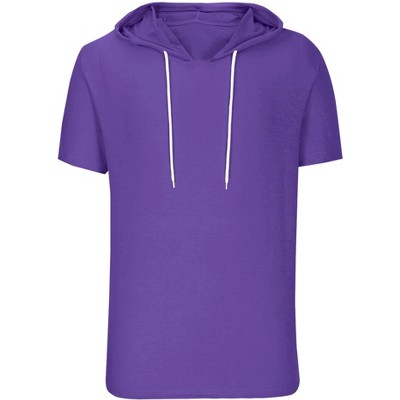 INSPIRE CHIC Men's Casual Short Sleeve Solid Color Drawstring Hooded T Shirts