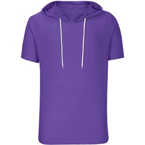 INSPIRE CHIC Men's Casual Short Sleeve Solid Color Drawstring Hooded T Shirts - 1 of 4