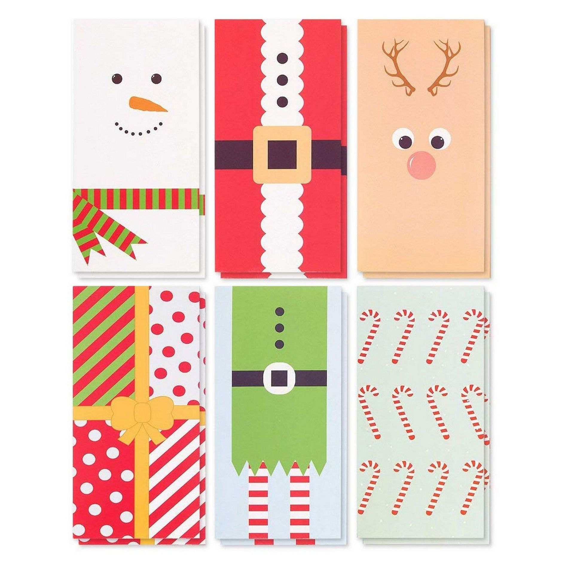 Best Paper Greetings 36 Pack Merry Christmas Money and Gift Card Holders with Envelopes, 6 Cute Xmas Festive Holiday Designs, 3.6 x 7.25 Inch