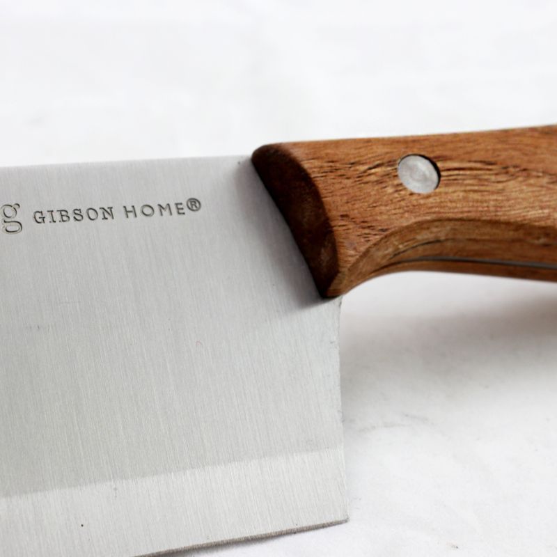 Gibson Home 6" Seward Stainless Steel Cleaver with Wooden Handle, 5 of 6