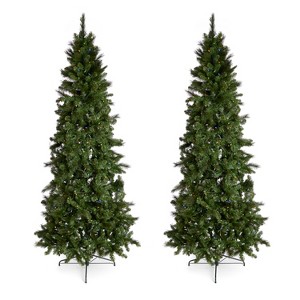 Home Heritage 9' Artificial Cascade Pine Christmas Tree w/ Color Lights (2 Pack) - 1 of 4