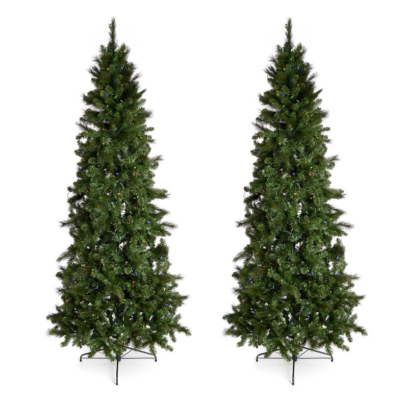 Home Heritage 9' Artificial Cascade Pine Christmas Tree w/ Color Lights (2 Pack), 1 of 7