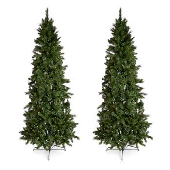 Home Heritage 9' Artificial Cascade Pine Christmas Tree w/ Color Lights (2 Pack)