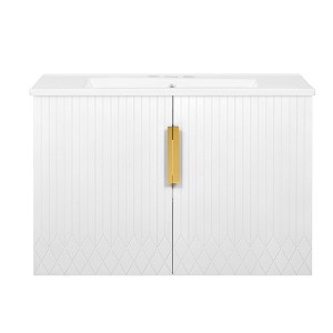 Chery Life 30" in White Vintage Bathroom Storage Vanity Cabinet with 2 Soft Closing Doors - 1 of 4