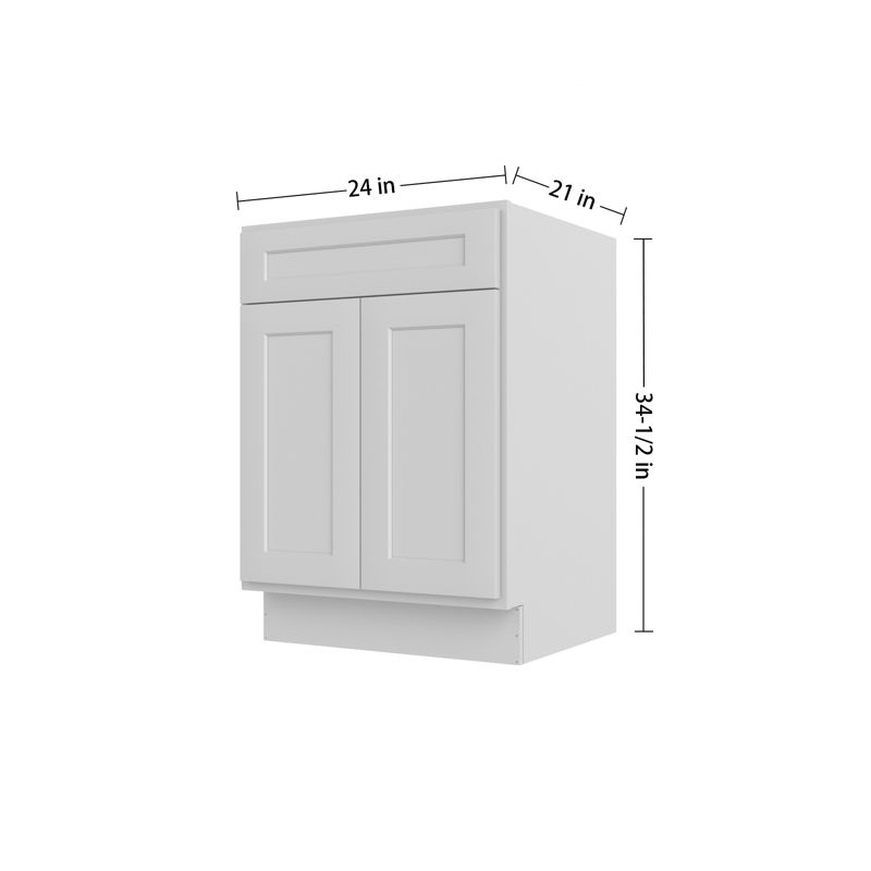 HOMLUX 24 in. W  x 21 in. D  x 34.5 in. H Bath Vanity Cabinet without Top in Shaker Dove, 4 of 7