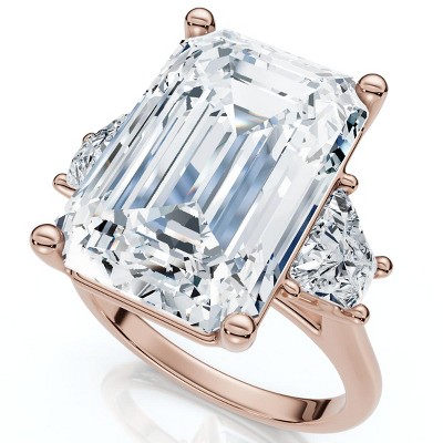 Pompeii3 Certified 11.90Ct Emerald Diamond Engagement Ring 14k Gold Lab Created