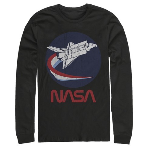 Men's Nasa Shuttle Three Color Swoosh Circle Long Sleeve Shirt - Black ...