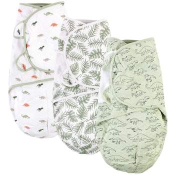 Hudson Baby Infant Boy Quilted Cotton Swaddle Wrap 3pk, Dinosaur, 0-3 Months