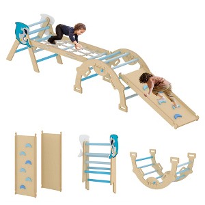 7-in-1 Montessori Climbing Set - Pikler Triangle With Cushions For Toddlers 1-3