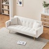 Modern 71.7" Teddy Convertible Sofa Bed with Fold-Down Backrest, Metal Legs & 2 Throw Pillows, Compact Sofa for Small Spaces–The Pop Home - 2 of 4