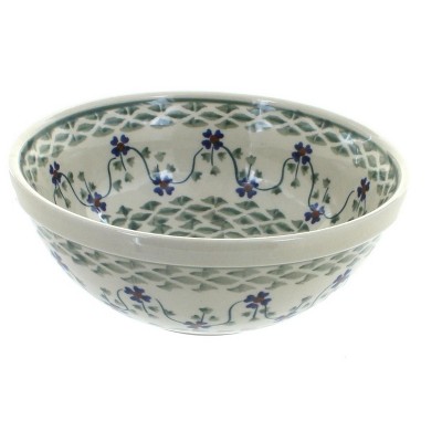 Blue Rose Polish Pottery Sage Floral Cereal/Soup Bowl