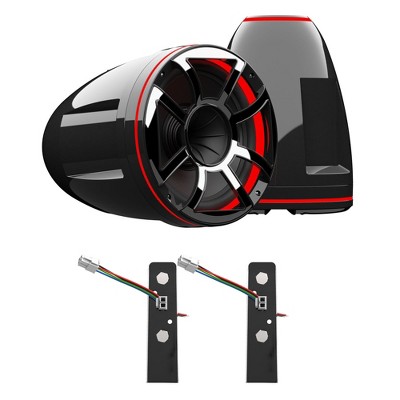Wet Sounds REV 12 HD 12" Horn Loaded Compression Driver Tower Speakers with XS Grills & ADP-REV-HD-X-B X-Mount, 400 Watts RMS, Black, Pair